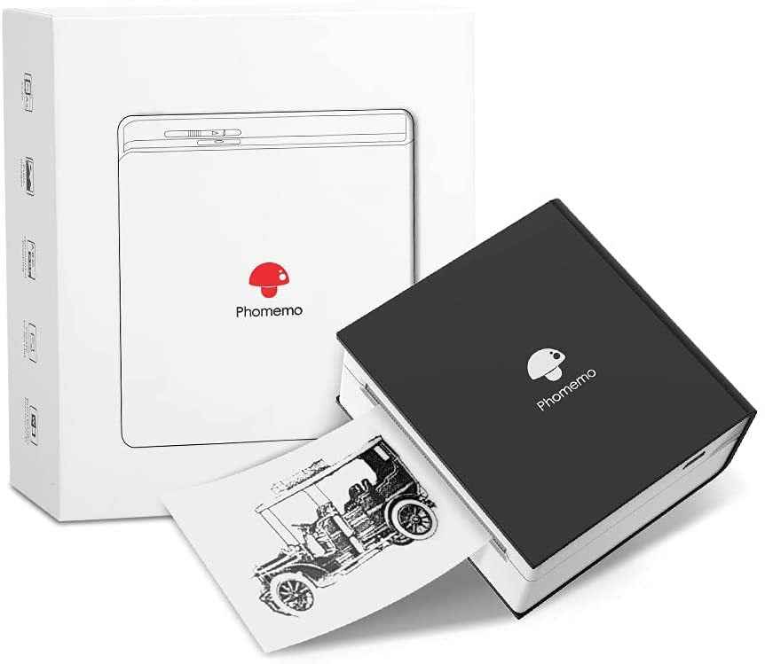 Phomemo M02 Sticker Printer Portable Thermal Label Printer with 1 Roll Paper Black