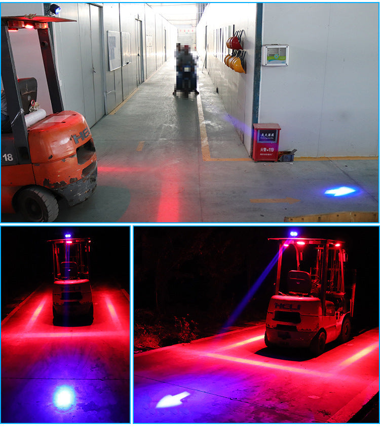 Forklift LED Warning Light 2-Pack – Red & Blue Zone Safety Spotlight | Arrow & Spot Beam