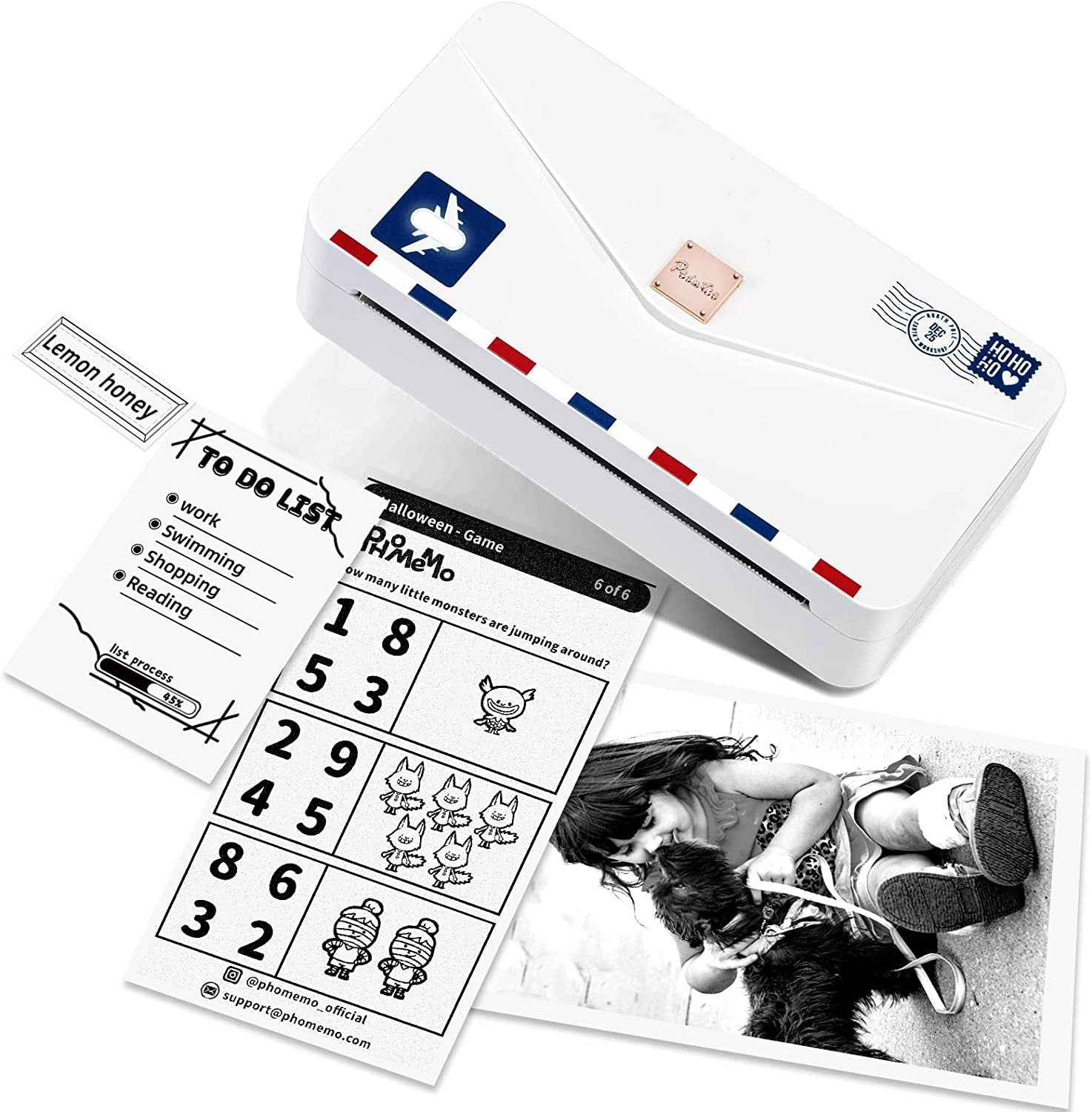 Phomemo M04AS 4 Inch Portable Thermal Printer for Photo Memo Note White