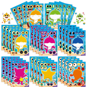 Make a Face Anime Shark Baby Stickers for Kids 24 Sheets