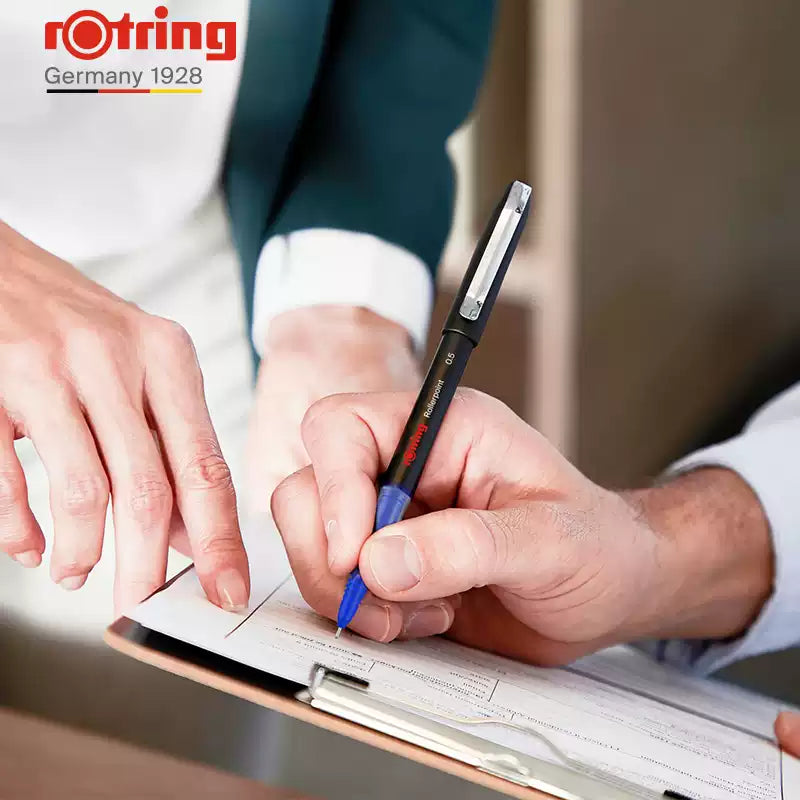 rOtring Rollerpoint Rollerball Pen 3-Pack – Blue Ink | Needle Tip | 0.5mm / 0.7mm | Liquid Ink Precision Liner