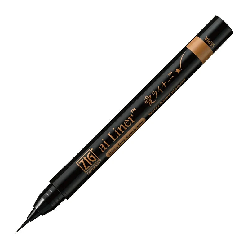 Kuretake ZIG ai Liner Ultra Fine Brush Pen – Black / Grey / Brown / Dark Brown | Inking, Illustration & Sketching | Japan Kuretake ZIG Sepia