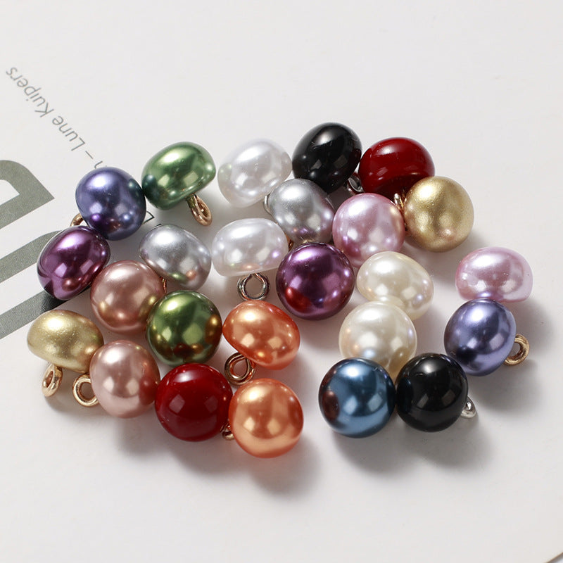 Bunte Resin-Perlenknöpfe mit Metallöse, runde 10-mm-Knöpfe (13 Farben)