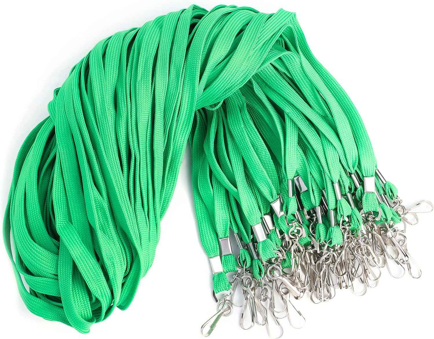 100Pcs Nylon Bulk Lanyard for Id Badges Green