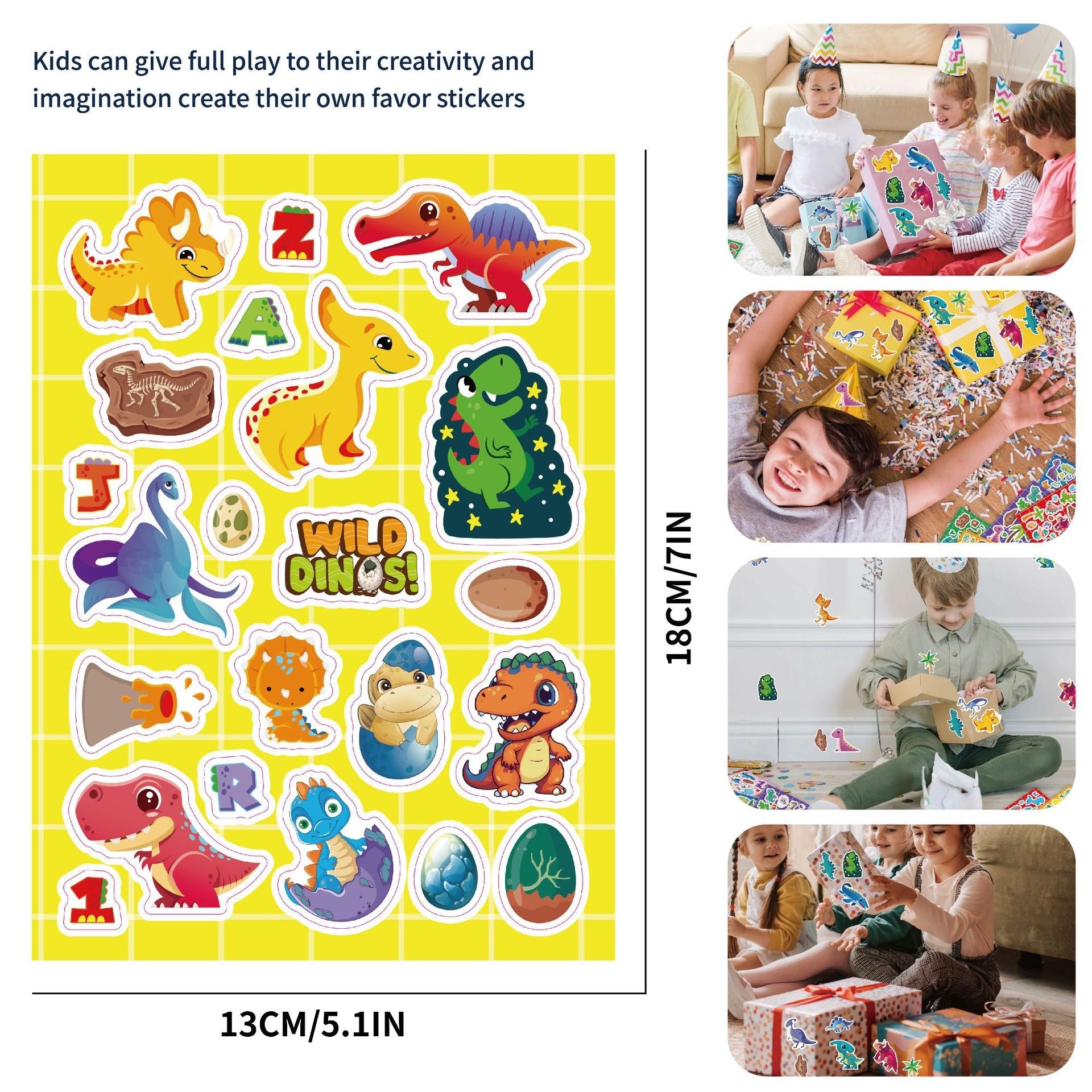 Make a Face Cartoon Wild Dinos Stickers for Kids 32 Sheets