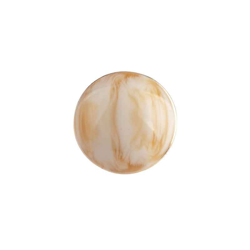 Pearl beige round resin button with metal backing and shank