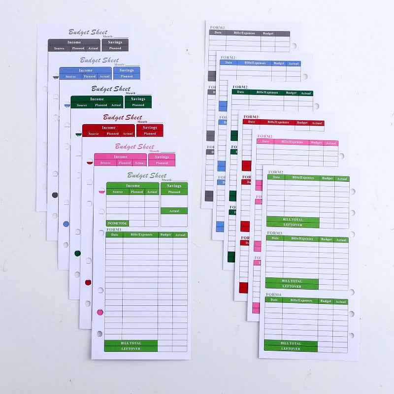 60 Expense Tracker 6-Hole Punched Budget Sheets for A6 Budget Binder B