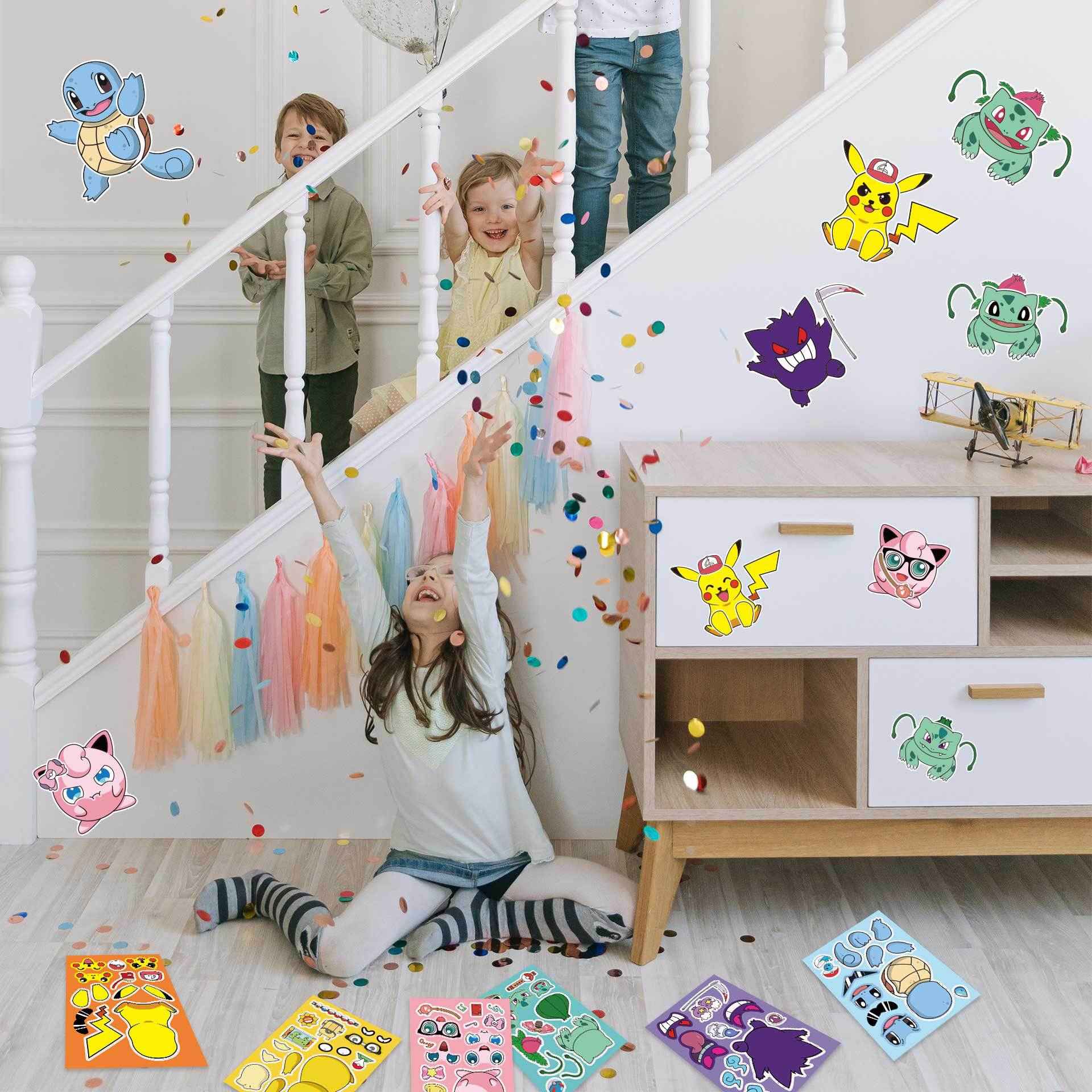 24 Sheets Pokemon Make a Face DIY Stickers for Kids