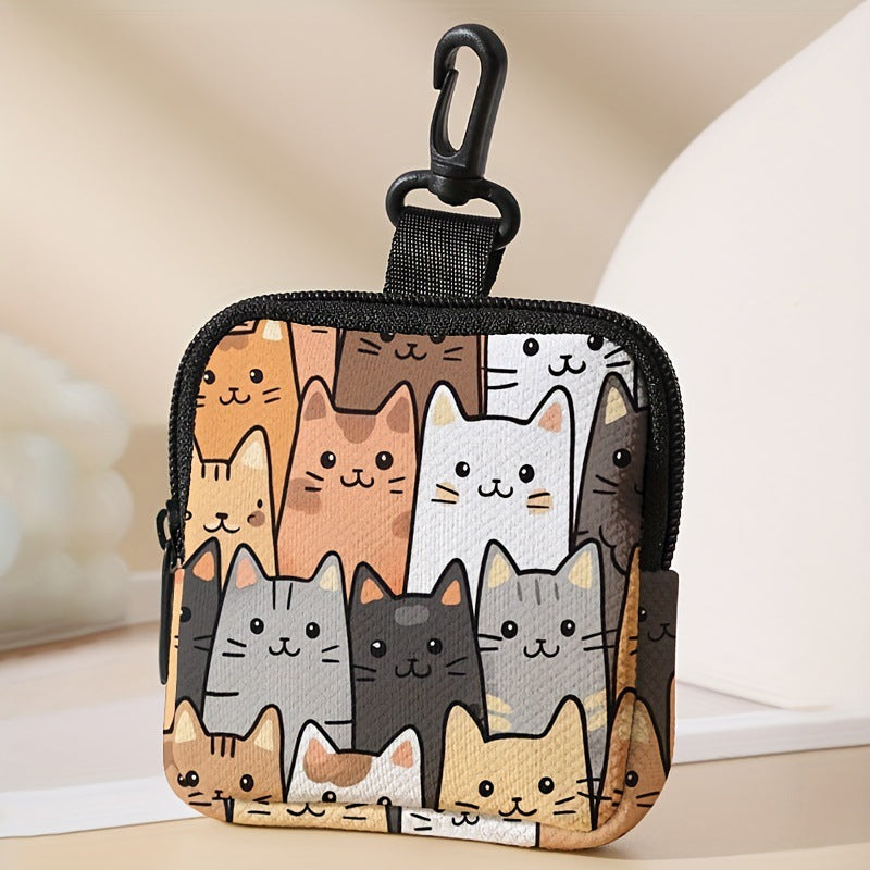 Cartoon Cat Print Coin Purse Mini Earphone Case 2 Pack