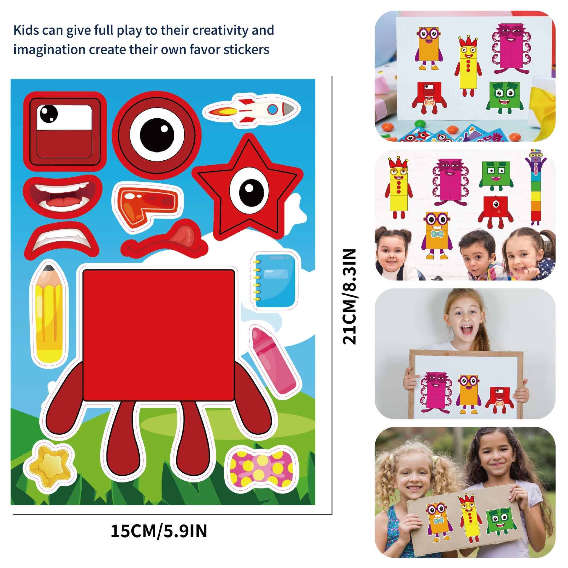 Make a Face Anime Building Block Stickers for Kids 24 Sheets