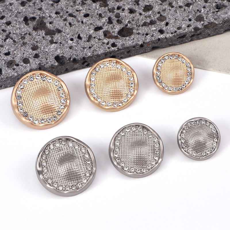 Runde Mesh-Strass-Knöpfe mit Schaft, Gold- und Silberfarben, 20er Set