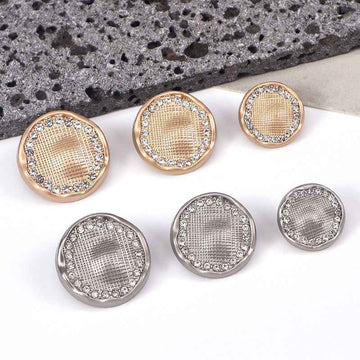 Runde Mesh-Strass-Knöpfe mit Schaft, Gold- und Silberfarben, 20er Set