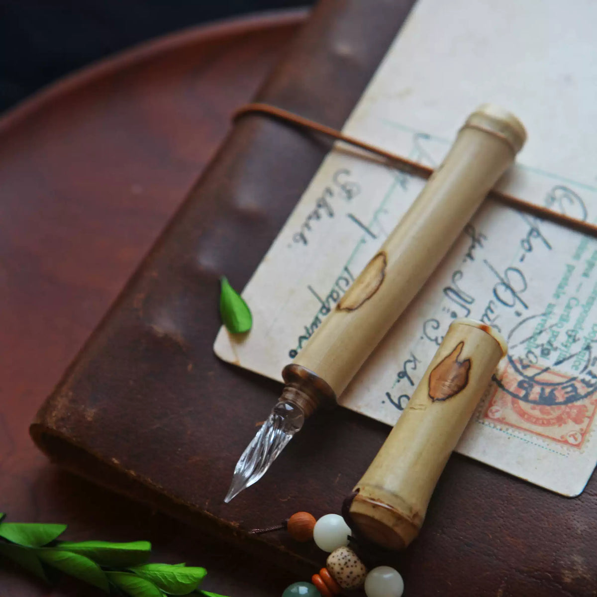 Handmade Mini Bamboo Dip Pen with Glass Nib – Vintage Journal & Calligraphy Pen