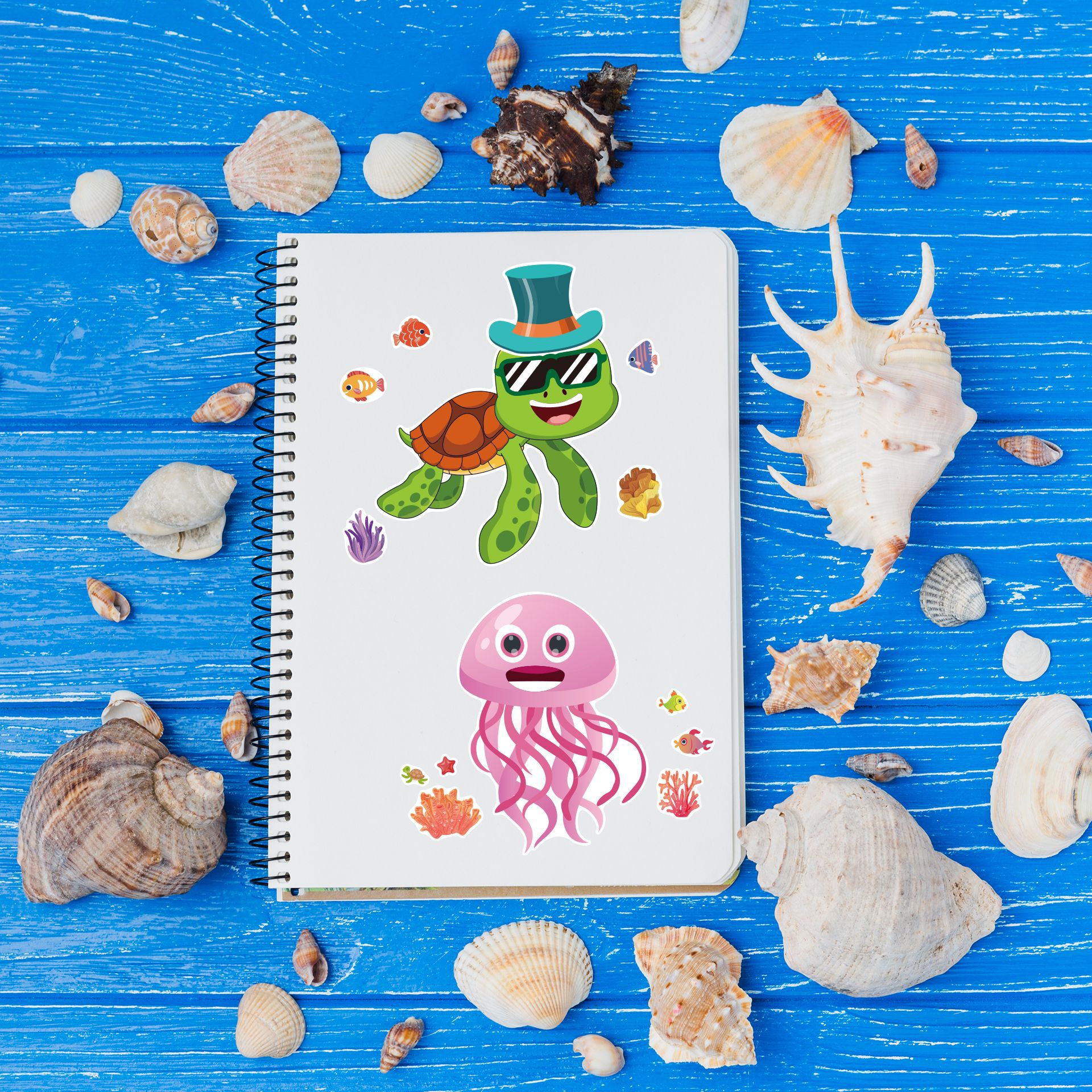 Make a Face Cartoon Sea Animals DIY Stickers for Kids 24 Sheets