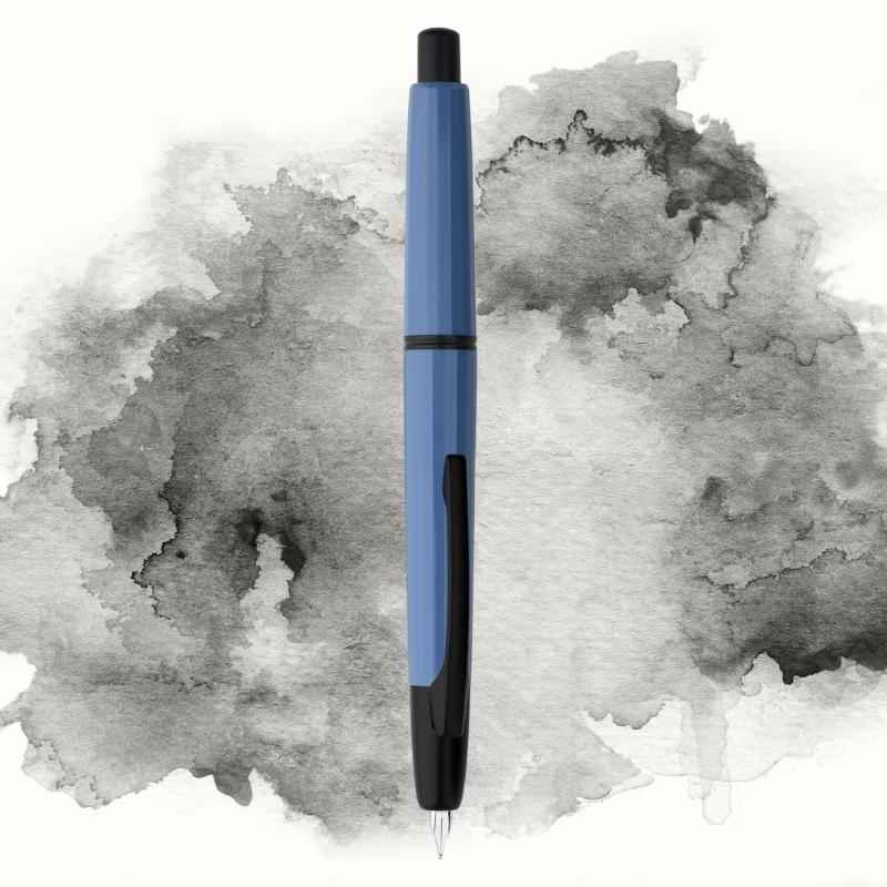 Majohn A2 Press Retractable Fountain Pen Extra Fine Nib with Box Blue--Black Clip