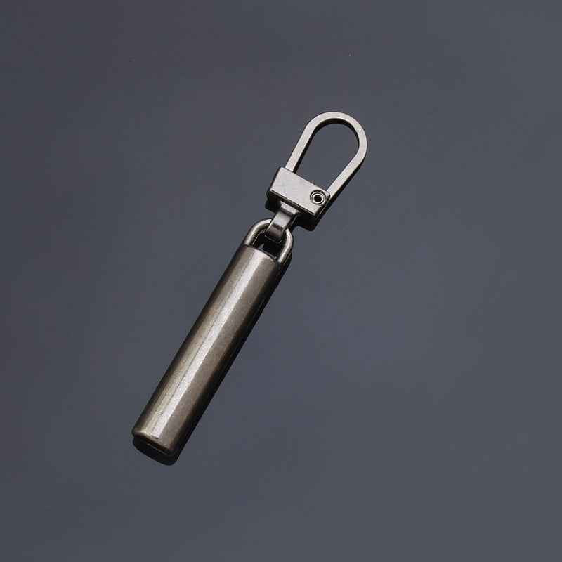 Silver-tone slim detachable metal zipper pull, 50x6mm, with loop handle