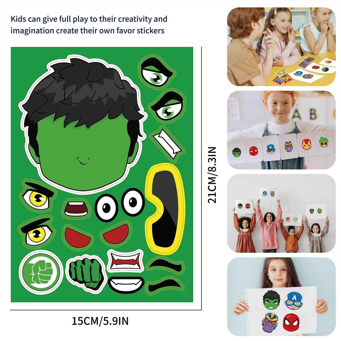 32 Sheets Cartoon Marvel Make a Face DIY Stickers for Kids