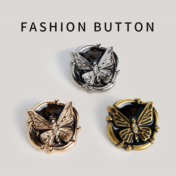 Vintage Rhinestone Butterfly Metal Sew-On Buttons, 20-Pack