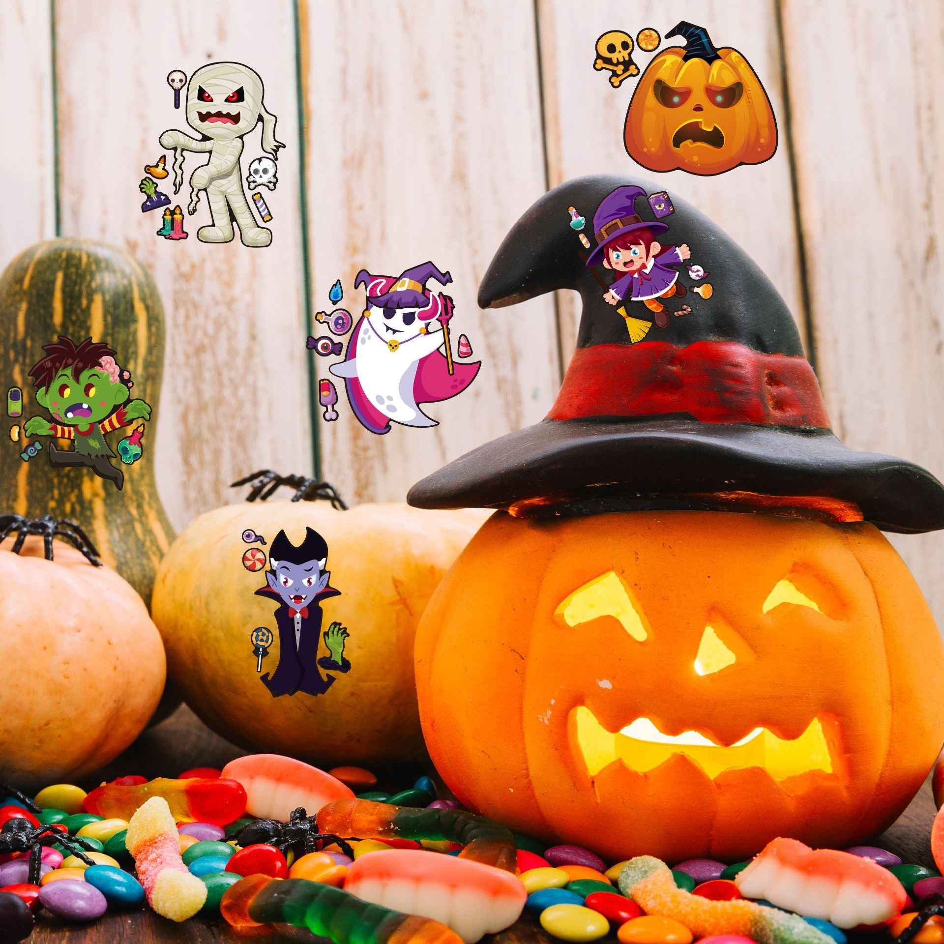 Make a Face Halloween Ghost DIY Stickers for Kids 24 Sheets