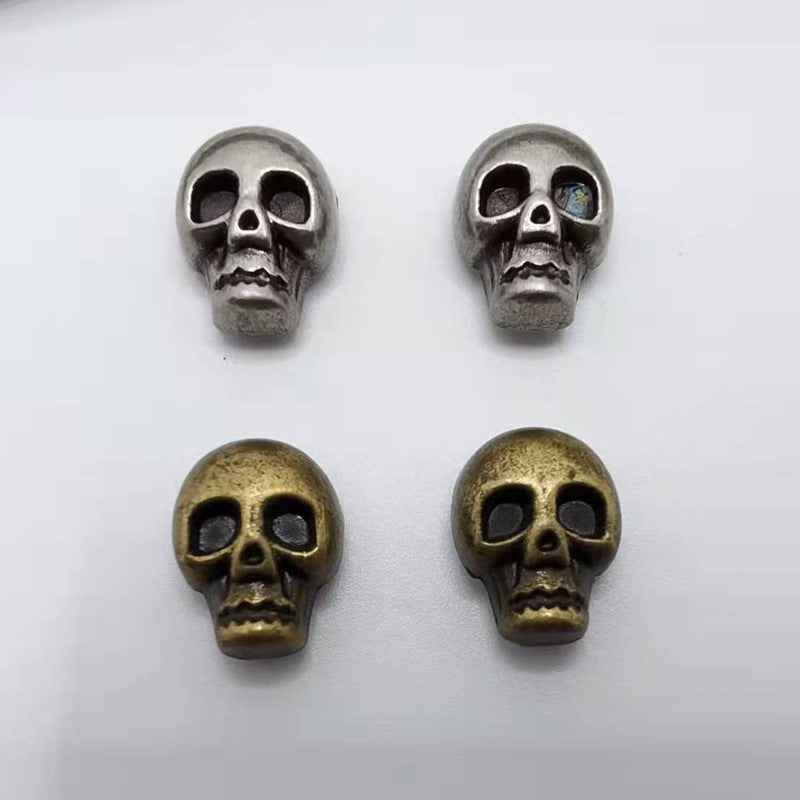 Gothic skull rivet studs, silver and antique gold, metal punk hardware (30 pack)