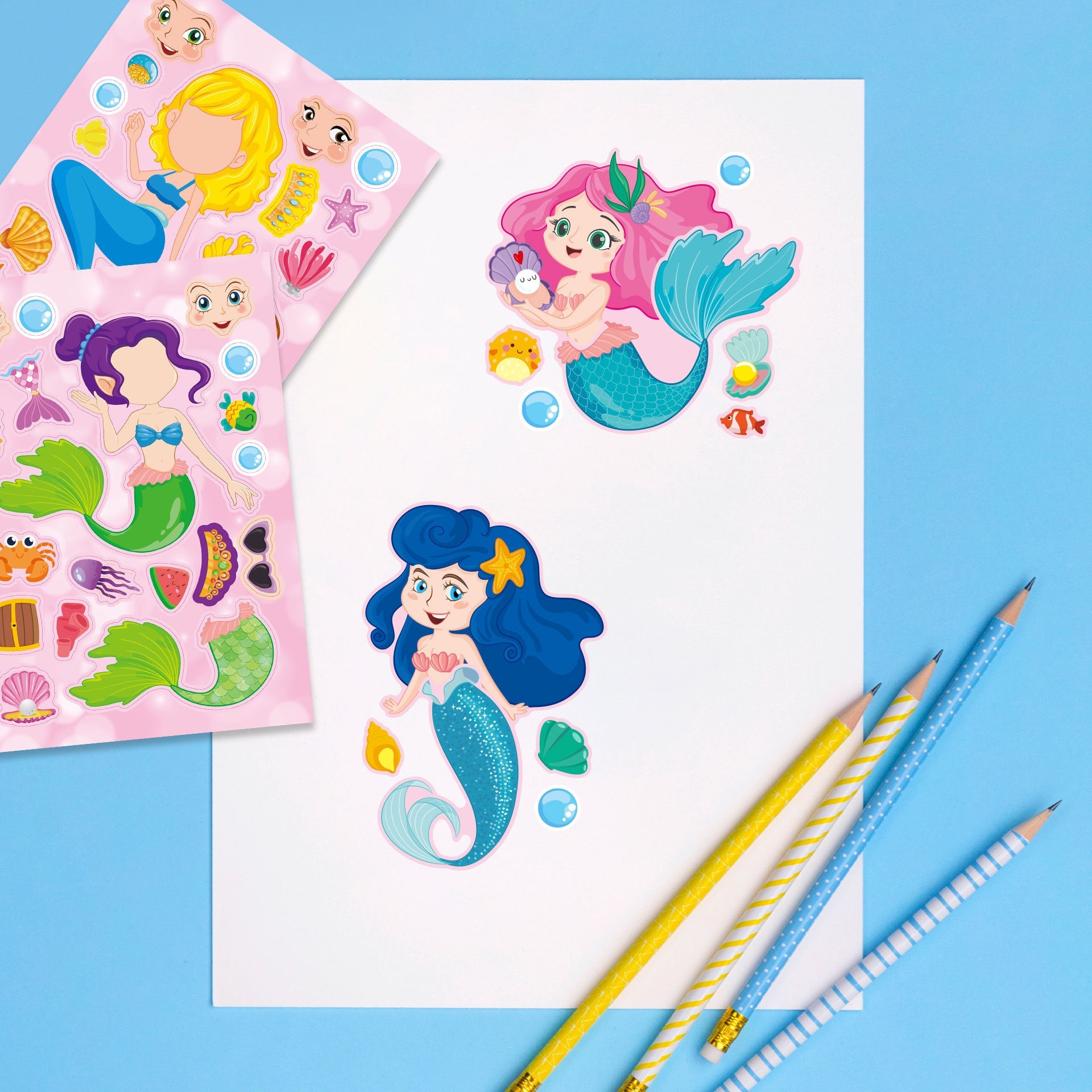 Make a Face The Mermaid Stickers for Kids 24 Sheets