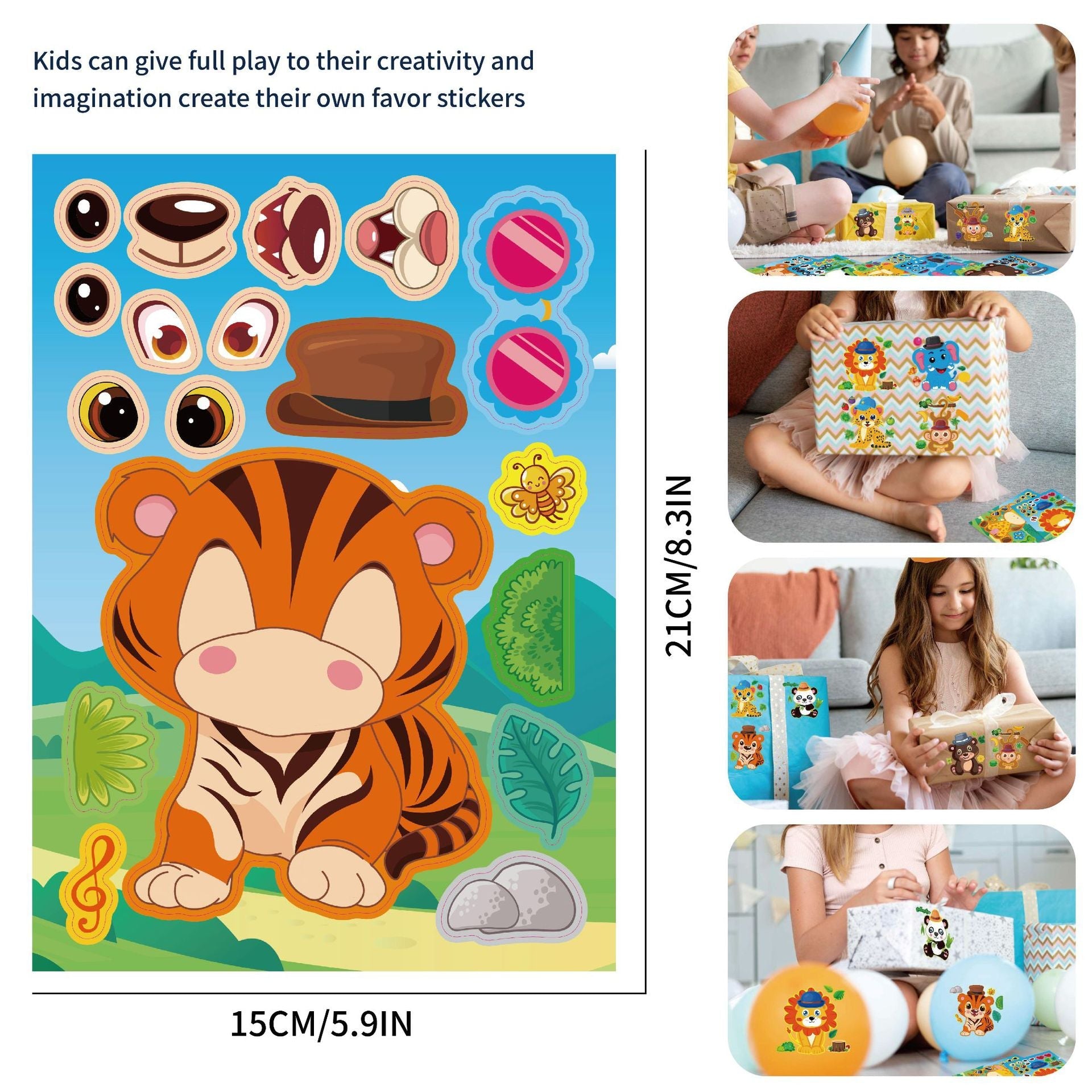 Make a Face Safari Animal Stickers for Kids 24 Sheets