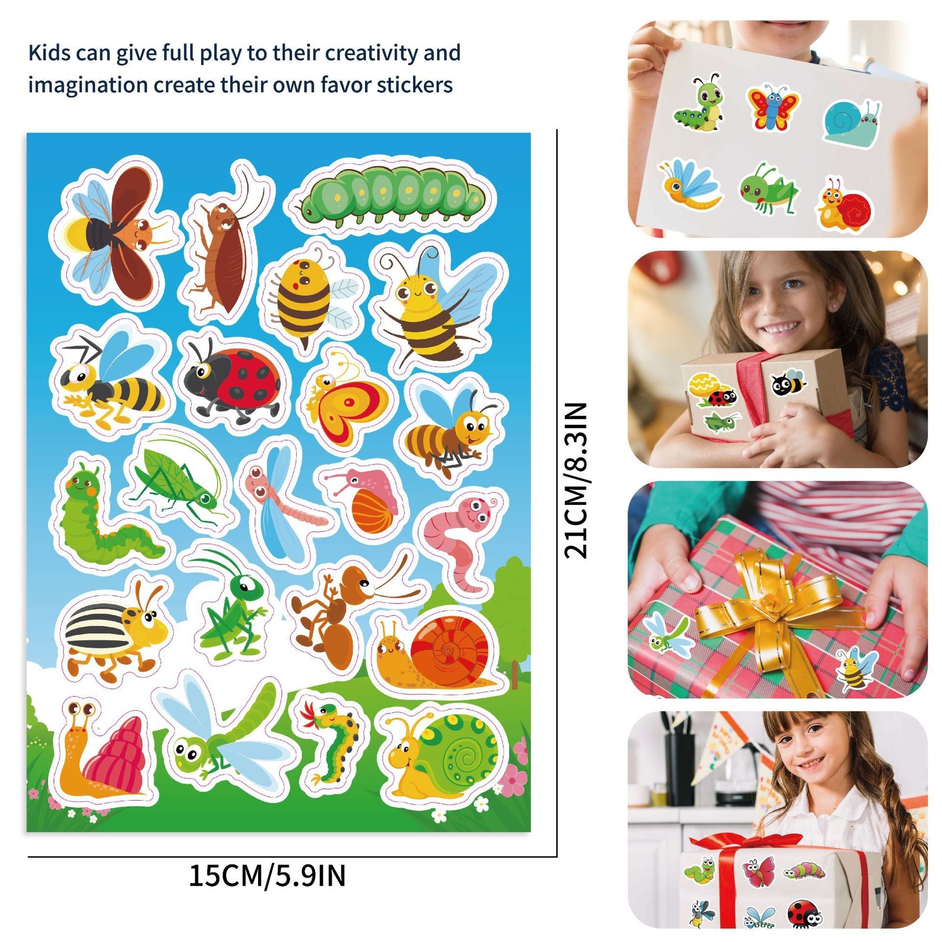 Make a Face Insect Bee Beetle DIY Stickers for Kids 24 Sheets