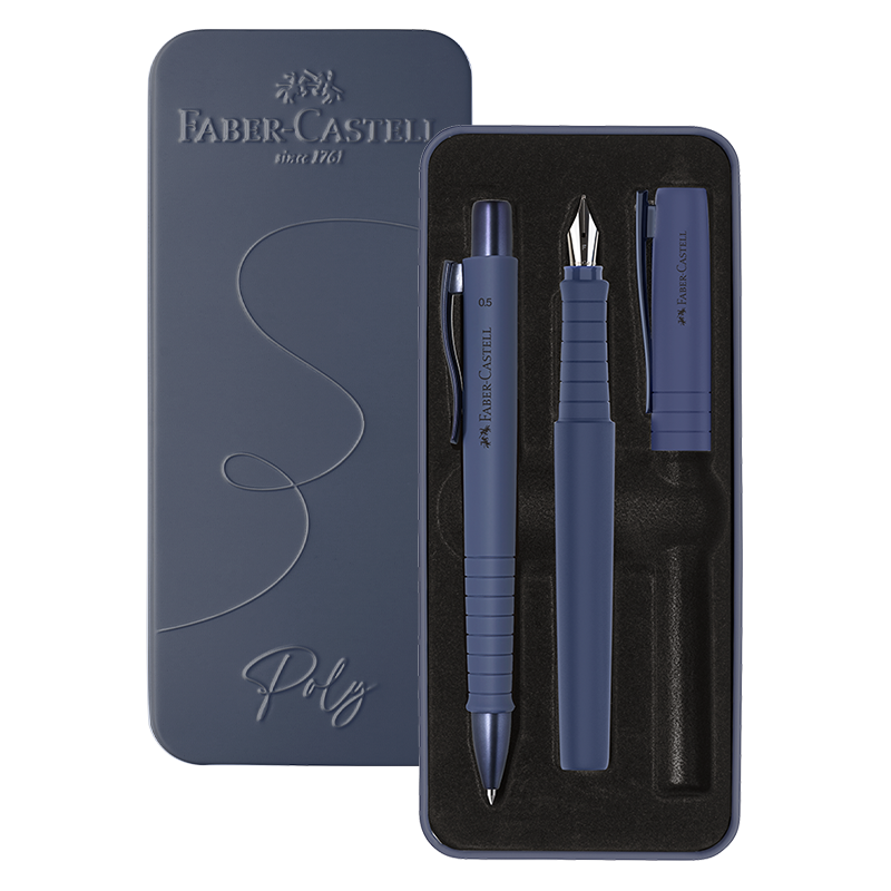 Faber-Castell Poly Pen Fountain and Ballpoint Pen Gift Set Dark Blue