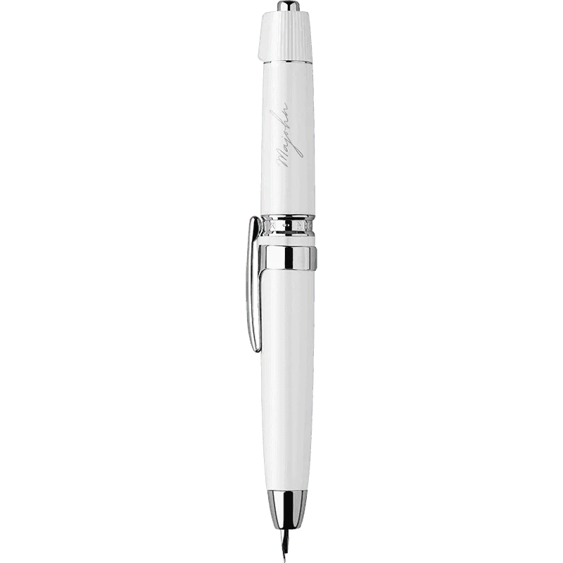 Majohn A3 Fountain Pen Retractable Extra Fine Nib with Converter Case Set White with Silver Clip