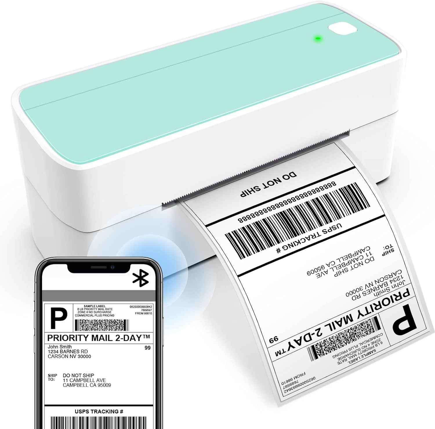 Phomemo 241BT Bluetooth Thermal Label Shipping Printer 4x6 Green