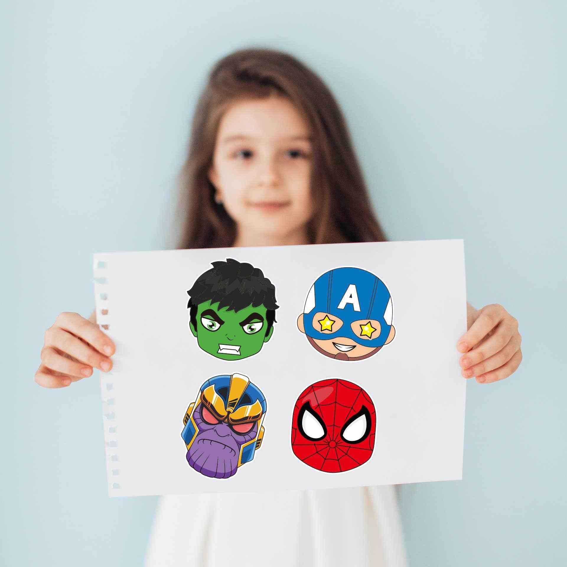 32 Sheets Cartoon Marvel Make a Face DIY Stickers for Kids