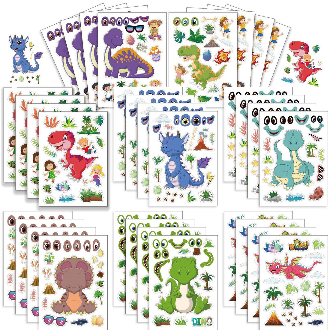 32 Sheets Dinosaur Make Your Own Stickers for Kids Birthday Party Favor Supplies