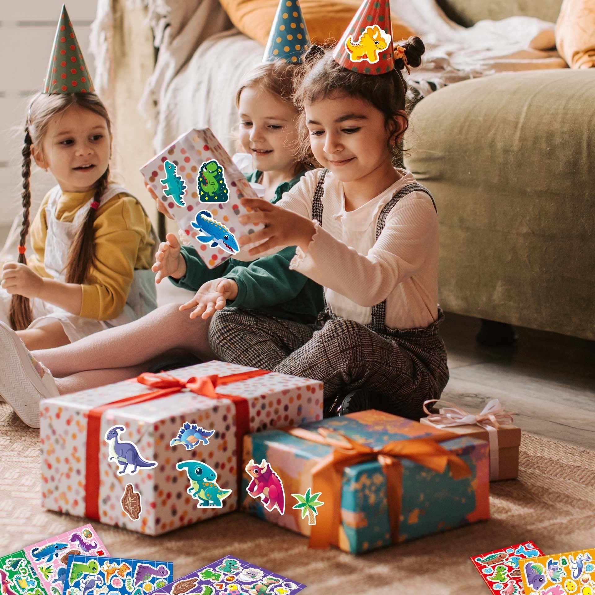 Make a Face Cartoon Wild Dinos Stickers for Kids 32 Sheets
