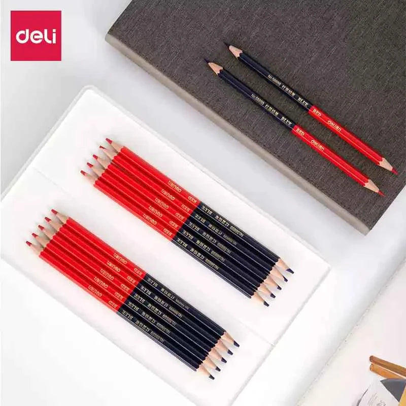 DELI Red and Blue Double Colored Checking Pencils 24 Pieces