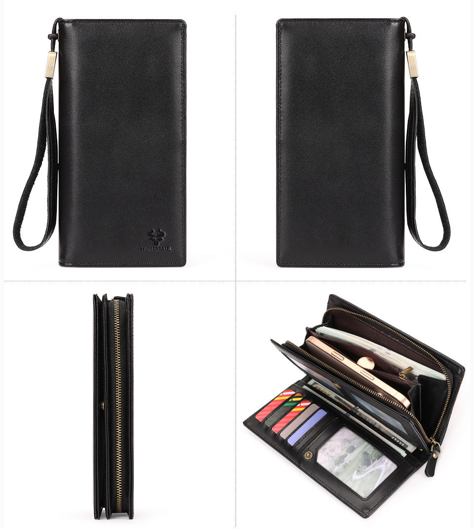 Men's Top Grain Leather Long RFID Blocking Wallet