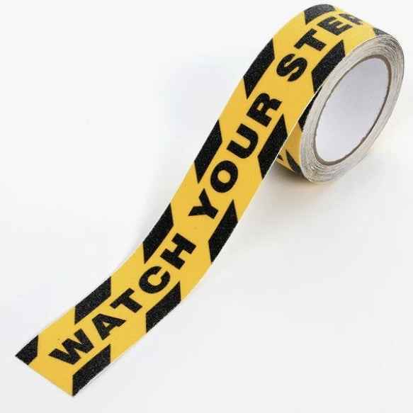 Black Yellow Anti Slip Safety Tape Printed"Watch Your Step CAUTION“ Watch Your Step