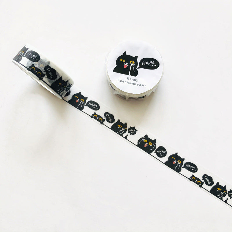 6 Adorable Cat Washi Tape Set – 1.5cm x 5m for Journaling Scrapbooking