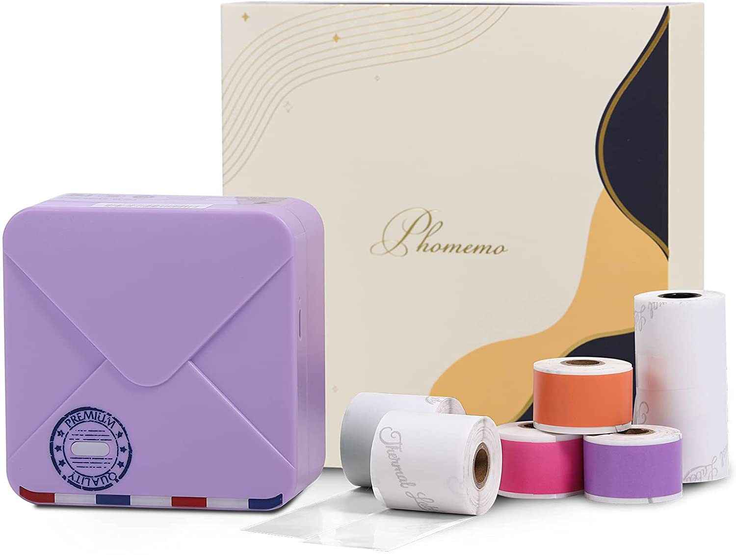 Phomemo M02S HD Bluetooth Thermal Photo Printer with 6 Roll Paper Purple