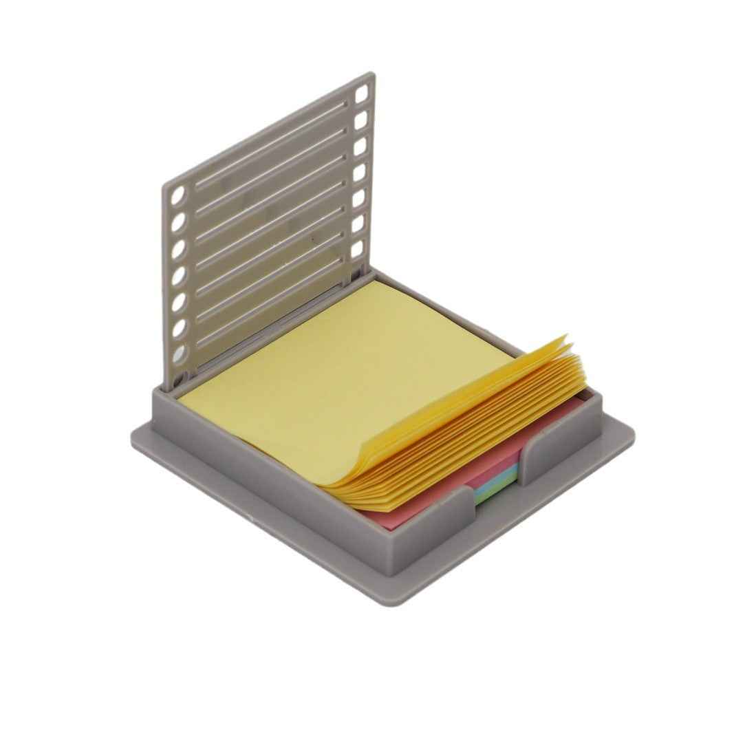 Sticky Note Holder with Stencil 3x3 with 4 Color Sticky Notes Grey
