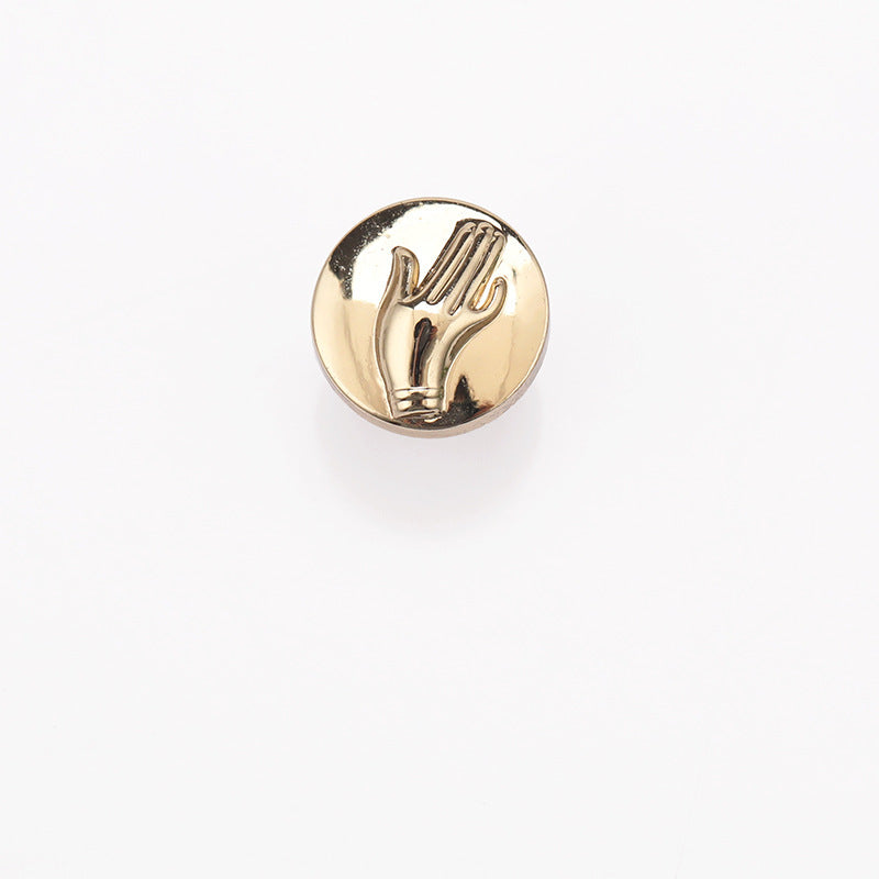 Round metal shank button, light gold back with four embossed lines, 12mm