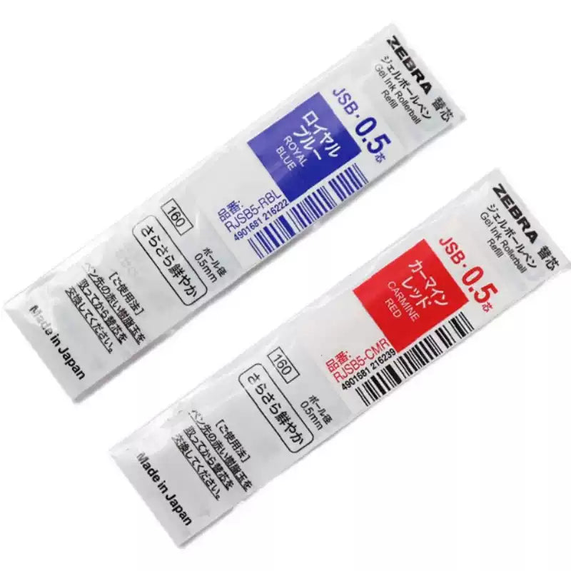 Zebra JSB-0.5 Gel Pen Refill - D1 - 0.5 mm - Black/Blue/Red - 5 Pack