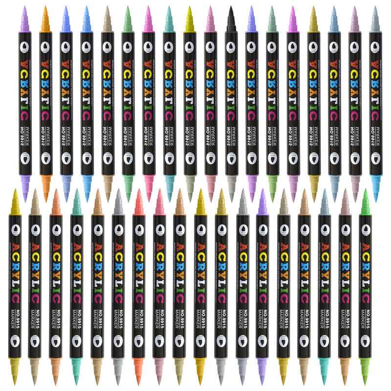 12/24/36 Colors Acrylic Paint Pens,Dual Brush Tip & Two Colors