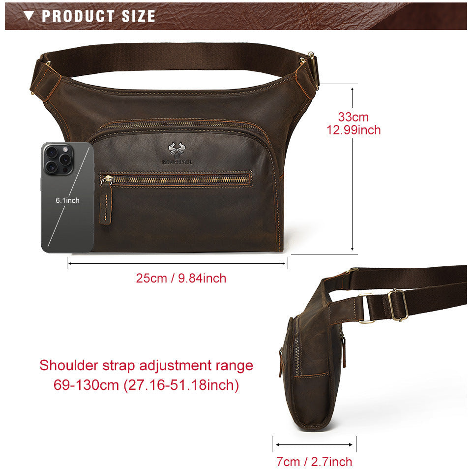 Men's Genuine Leather Commuter Shoulder Crossbody Bag