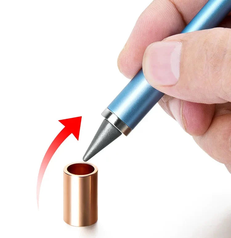 GNASEET Inkless Eternal Pen – Magnetic Fidget Cap, Metal Body | 148x7.5mm | Gold / Silver / Blue / Black