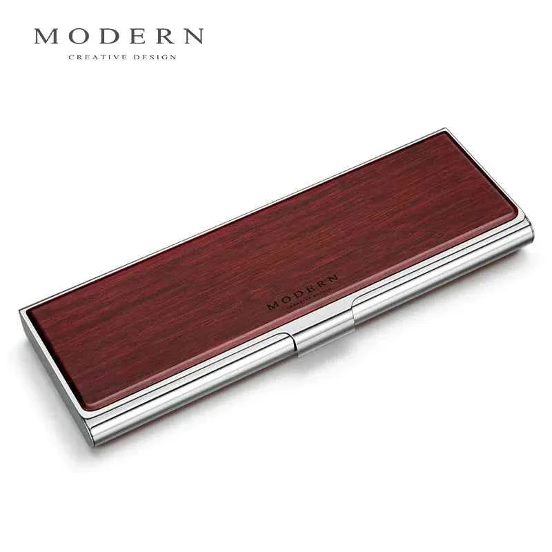 MODERN Stainless Steel Hand-Polished Mirror Pencil Case Peltogyne