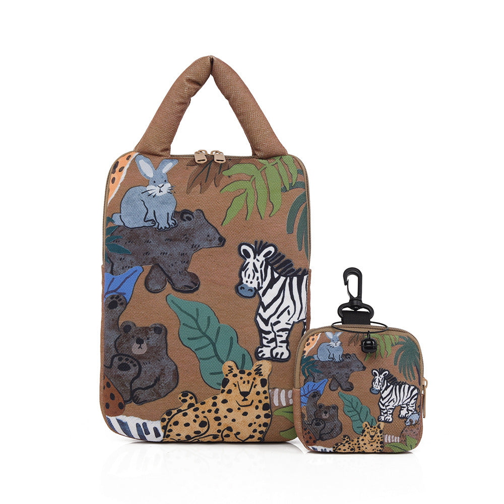 Brown Animal-Themed Laptop Sleeve 14 inch 2-Piece Set Small: 20×27×2cm