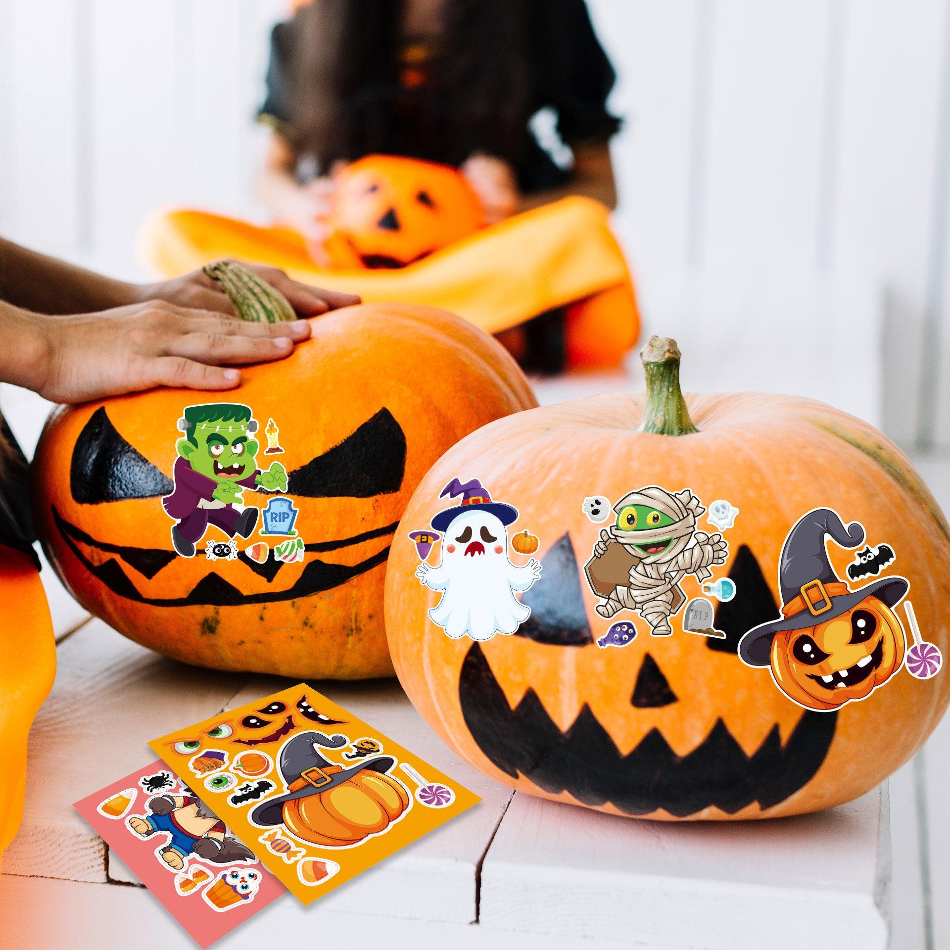 Make a Face Cartoon Halloween DIY Stickers for Kids 24 Sheets