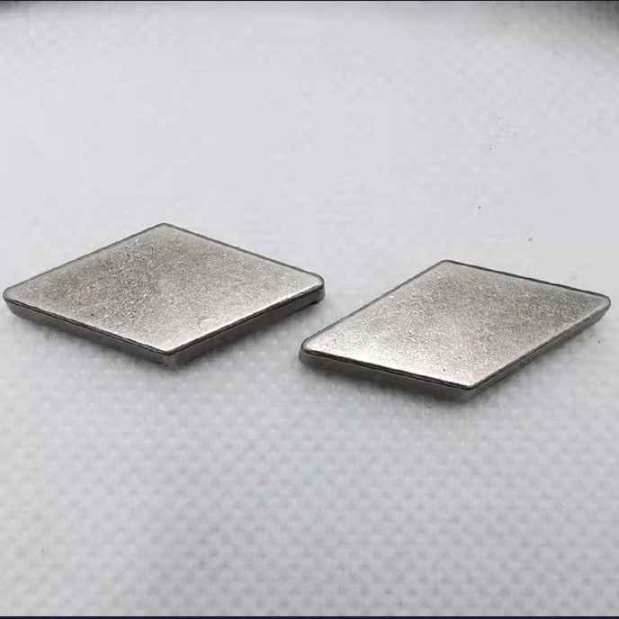Antique silver flat diamond alloy rivets with square tops and metal backing studs