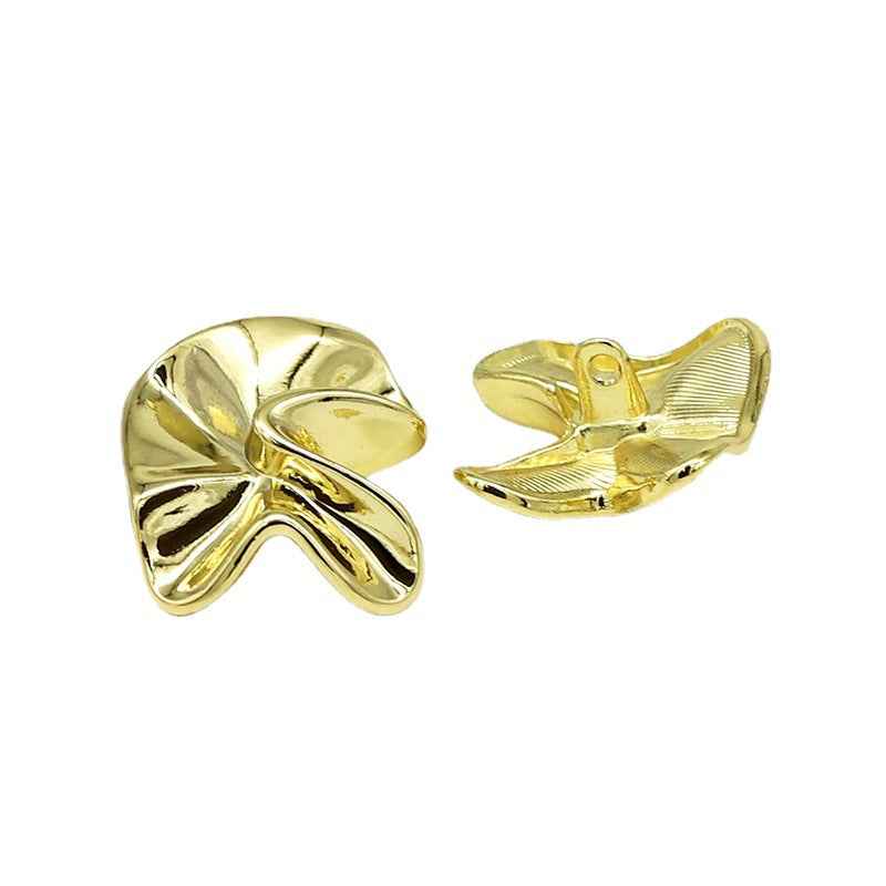 Geometric floral metal shank buttons: gold, light gold, light silver (48 pcs)