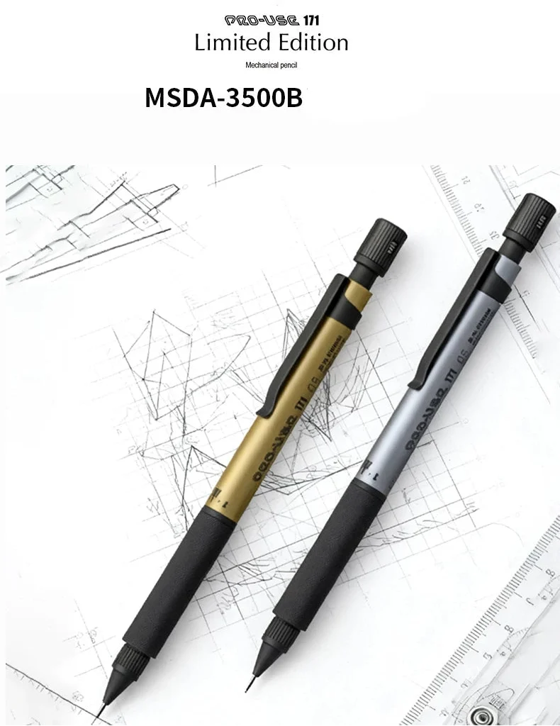 Platinum PRO-USE 171 Mechanical Pencil 0.5mm – MSDA-3500B Limited Edition | Frost Gold / Frost Silver | Professional Drafting & Sketching